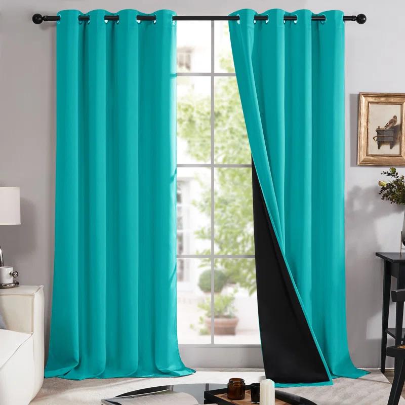 Deconovo Deconovo 100 Percent Blackout with Liner Grommet Curtain Panel Pair (Set of 2)