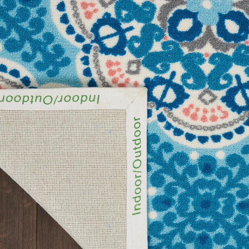 Floral Blue Outdoor Area Rug