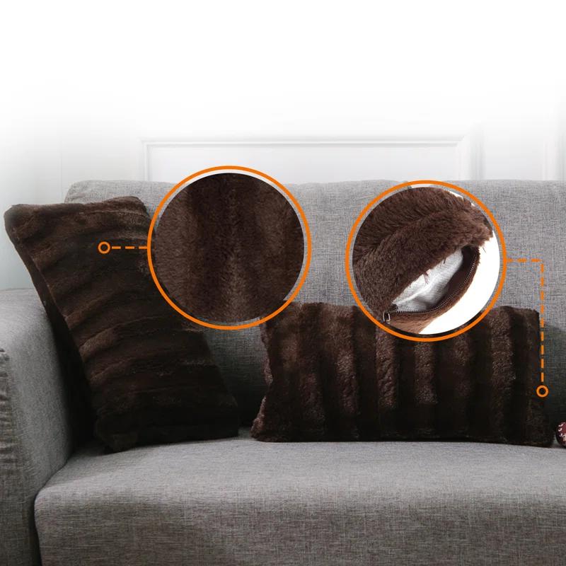 Cheer Collection Faux Fur Throw Pillow (Set of 2)