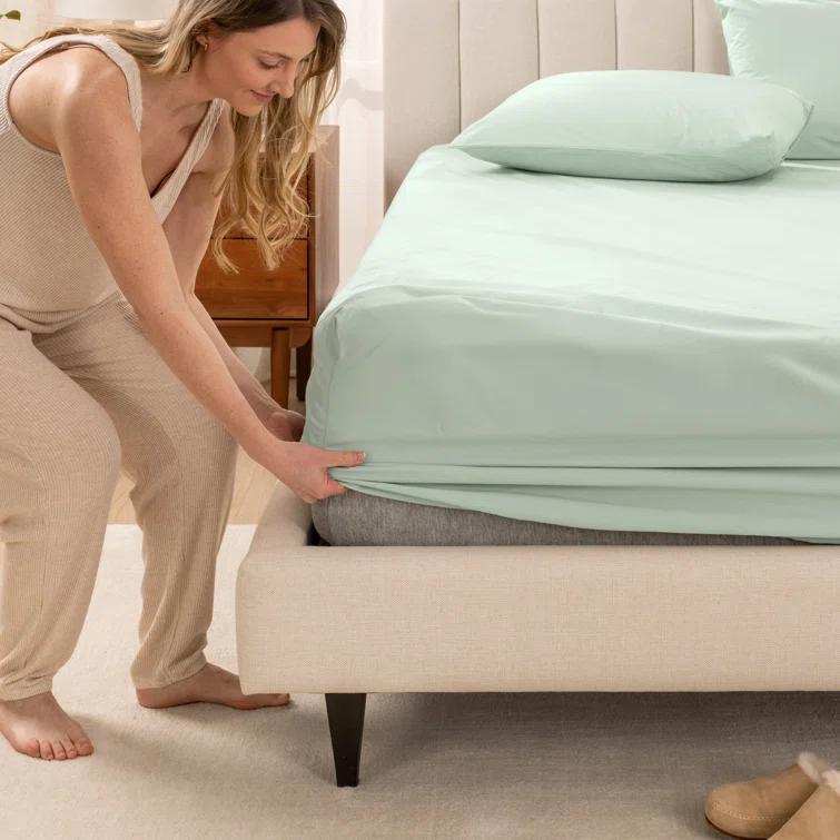 Bare Home 260 Thread Count Organic Cotton Percale Fitted Sheet