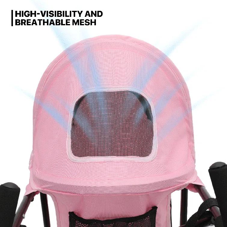 MoNiBloom Foldable Lightweight Dog Stroller for Small Medium Dogs, Pet Stroller,4 Wheel, Pink