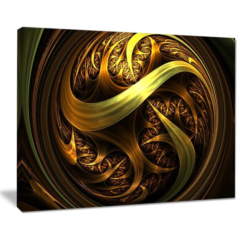 Design Art " Golden Fractal Sphere In Dark "