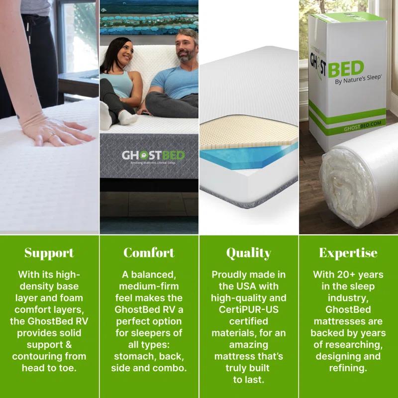 GhostBed GhostBed 10" Short Low Profile Memory Foam Mattress