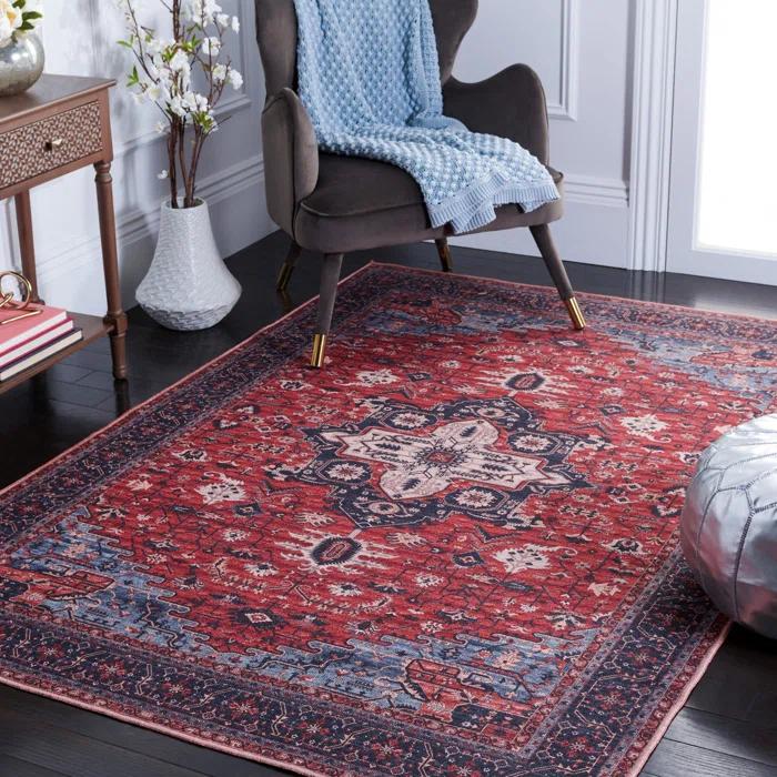 Mistana™ Chenier Oriental Red/Navy Area Rug