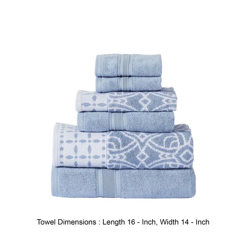 Modern Threads Modern Threads 6 Piece Set, 2 Bath Towels, 2 Hand Towels, 2 Washcloths Yarn Dyed Jacquard/Solid Towel Set Monroe