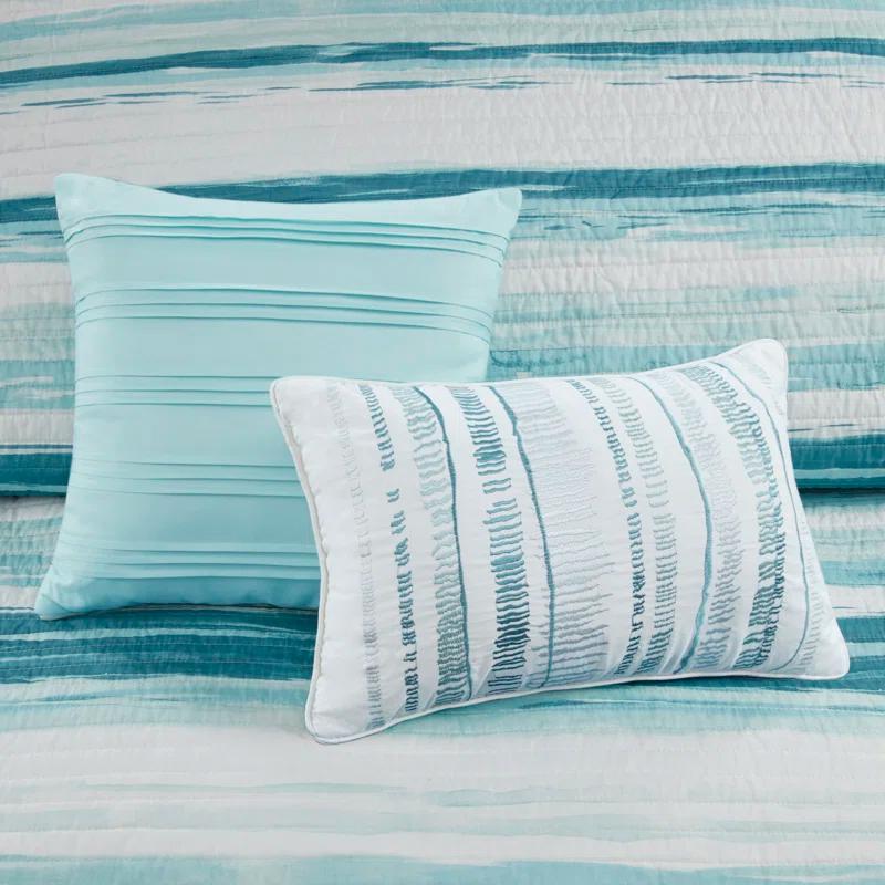 Madison Park Marina 6 Piece Printed Quilt Set with Throw Pillows