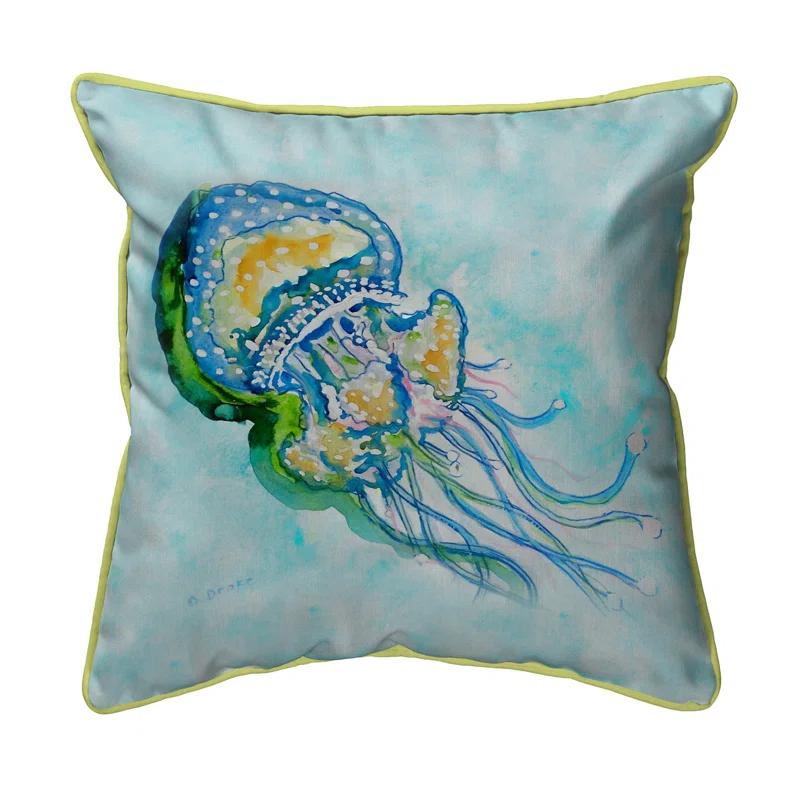 Betsy Drake Interiors Jellyfish Indoor/Outdoor Throw Pillow