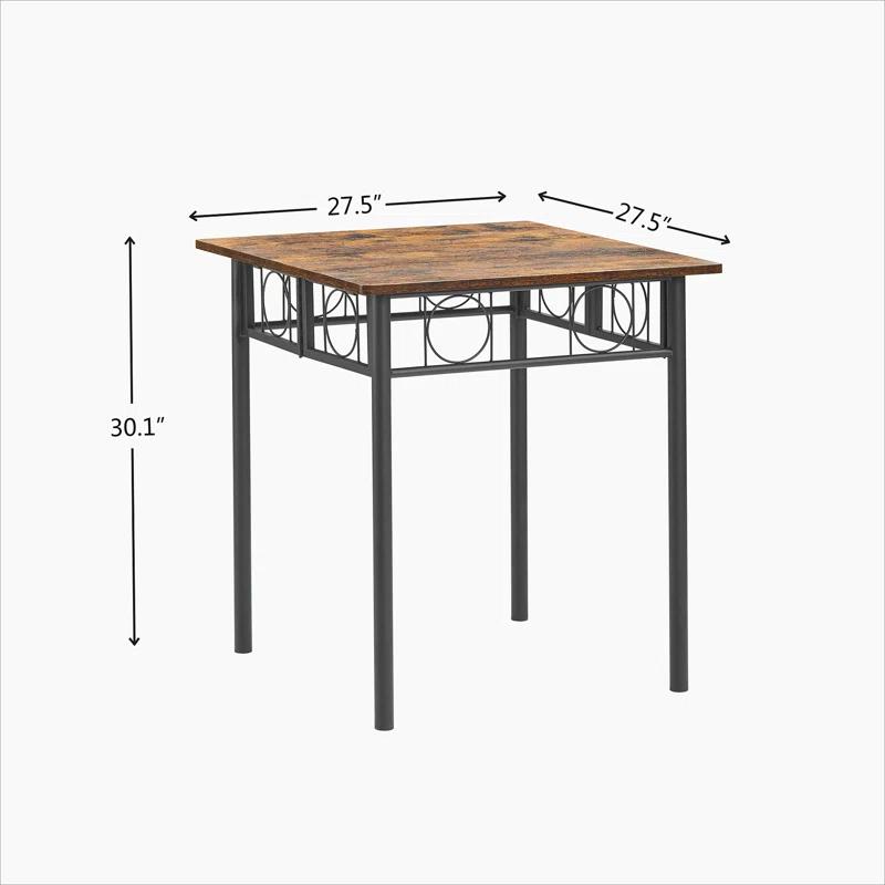 Kitchen Dining Room Table, Iron Wood Square Table for Kitchen Dining Room Furniture