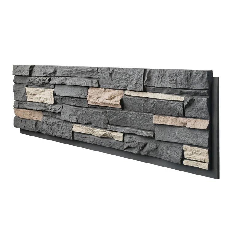 HOMEIBRO Faux Stone Wall Covering Panels for Interior and Exterior Decor Panels in Roman Brown Stone (6 pack)