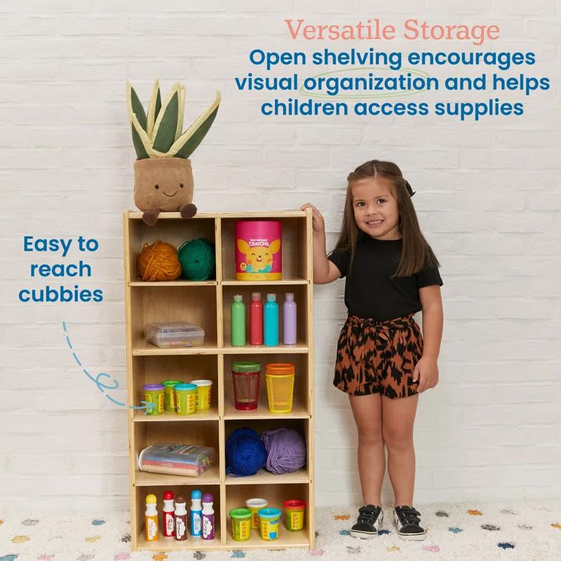 ECR4Kids ECR4Kids Streamline 10 Cubby Tray Cabinet 5x2, Classroom Furniture