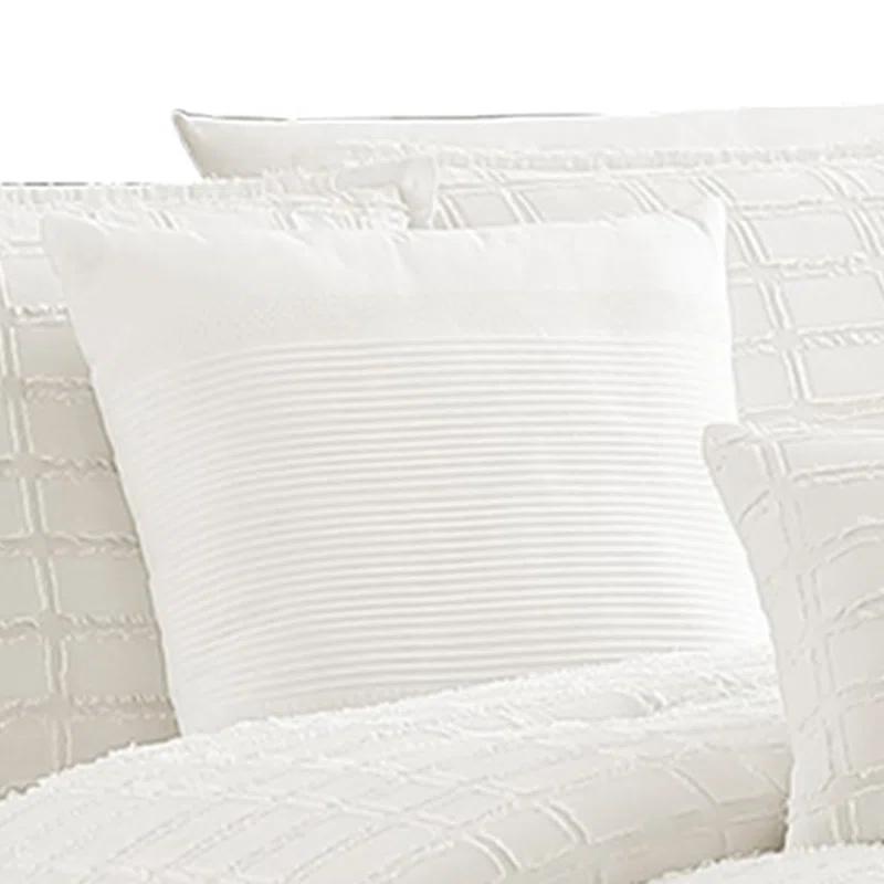 Benjara White Cotton Blend 6 Piece Comforter Set