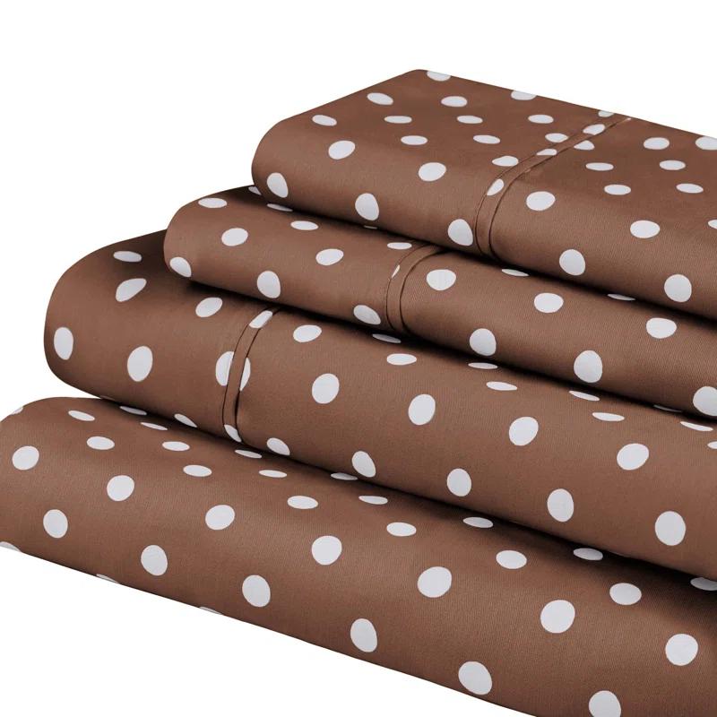 Superior Impressions Polka Dots 600 TC Cotton Poly Blend Deep Pocket Bed Sheet Set