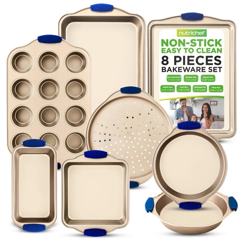 NutriChef Nutrichef 8 Piece Non-Stick Steel Bakeware Set