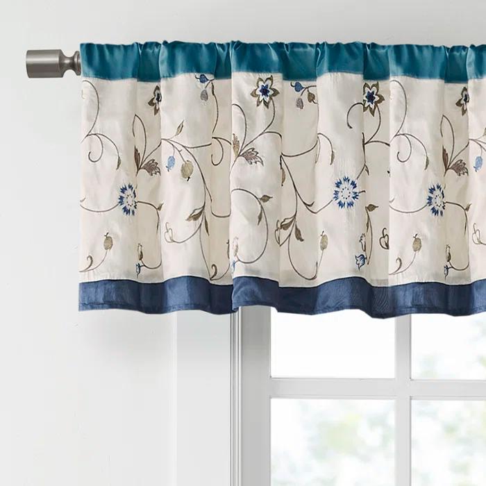 Gracie Mills Gracie Mills Rogelio Floral Embroidered Window Valance