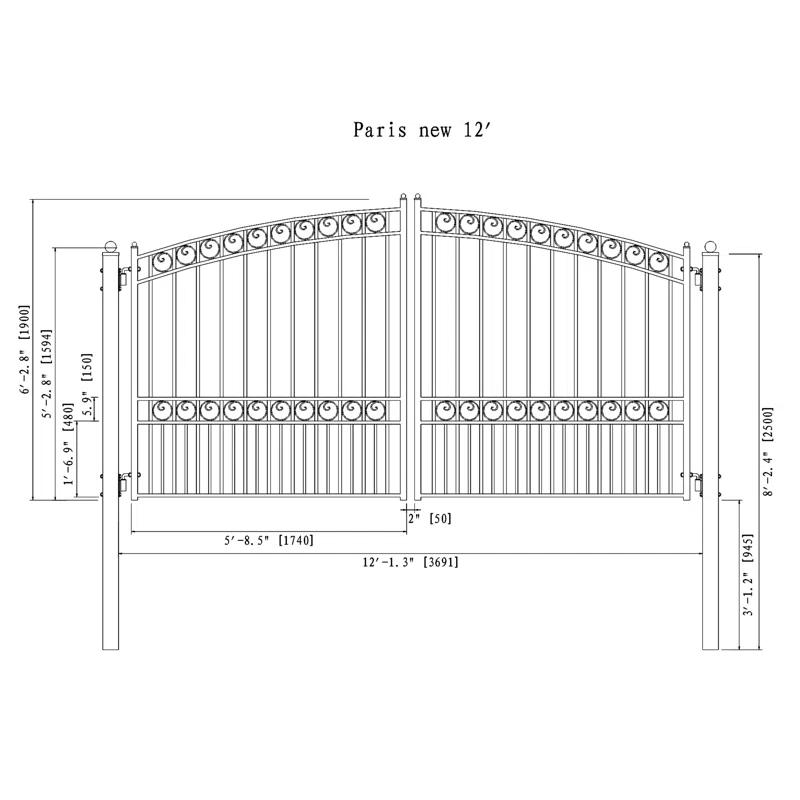 ALEKO Automated Steel Dual Swing Driveway Gate and Gate Opener Complete Kit – PARIS Style –ETL Listed