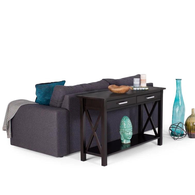 Simpli Home Kitchener 47"W Solid Wood Contemporary Storage Console Table with 2 Drawers and Bottom Storage Shelf