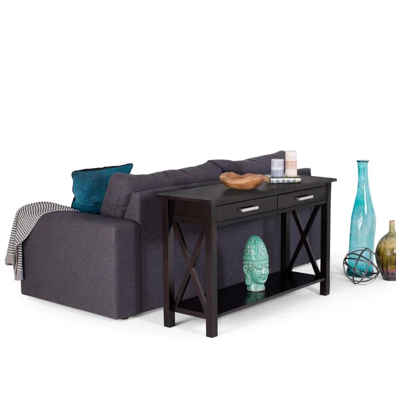 Simpli Home Kitchener 47"W Solid Wood Contemporary Storage Console Table with 2 Drawers and Bottom Storage Shelf