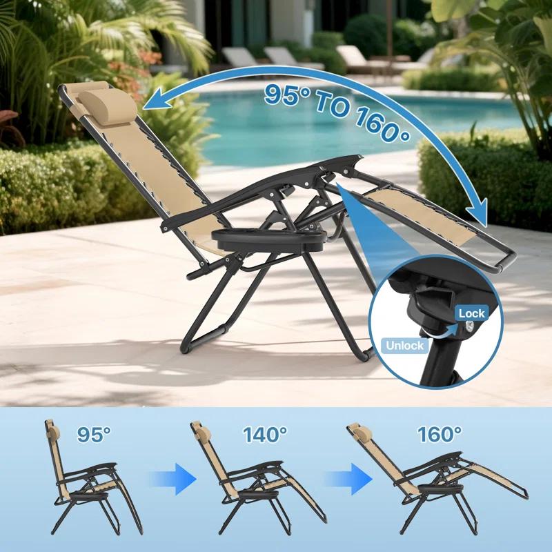 Arlmont & Co. Zero Gravity Chairs Recliners Outdoor Adjustable Foldable Reclining Lounge Chairs with Cup Holder & Reviews | Wayfair