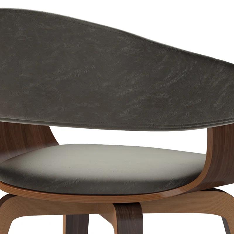 Simpli Home Lowell Bentwood Upholstered Dining Chair with Curved Backrest in Mid-Century Modern Style