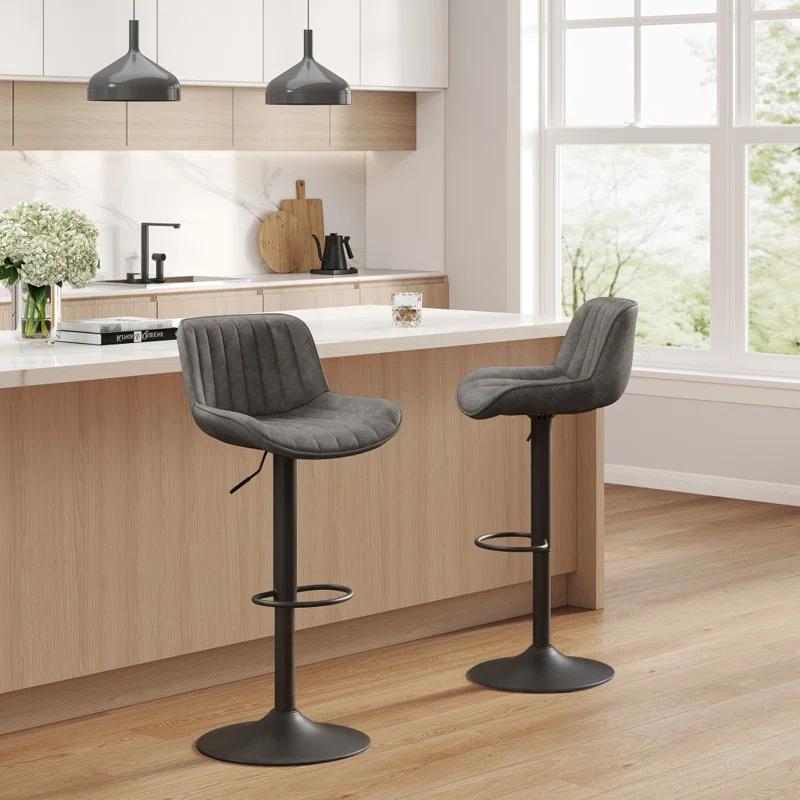 17 Stories Jaiven Swivel Upholstered Adjustable Height Counter Stool with Metal Frame (Set of 2)