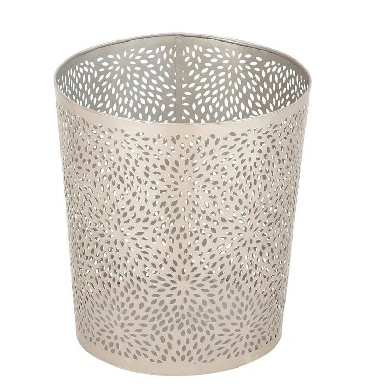 CosmoLiving by Cosmopolitan Modern Perforated Design Round Metal Waste Basket