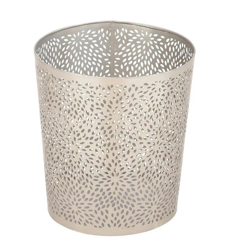 CosmoLiving by Cosmopolitan Modern Perforated Design Round Metal Waste Basket