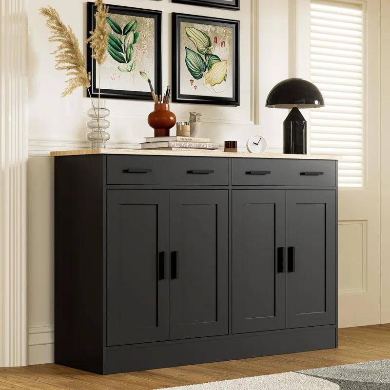 Winston Porter Buffet Cabinet, Coffee Bar Cabinet With 2 Drawers & 4 Doors, Kitchen Buffet Sideboard For Living Room, Kitchen