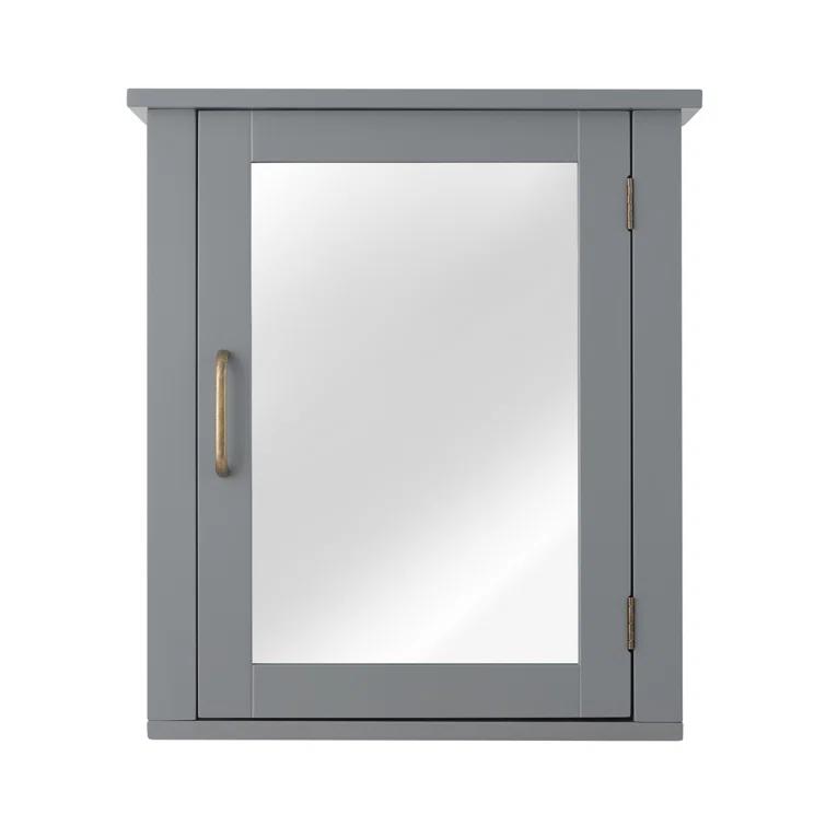 Greyleigh™ Church Strett Removable Wall Medicine Cabinet with Mirrored Door and Adjustable Shelf, Gray Modern Storage for Bathrooms