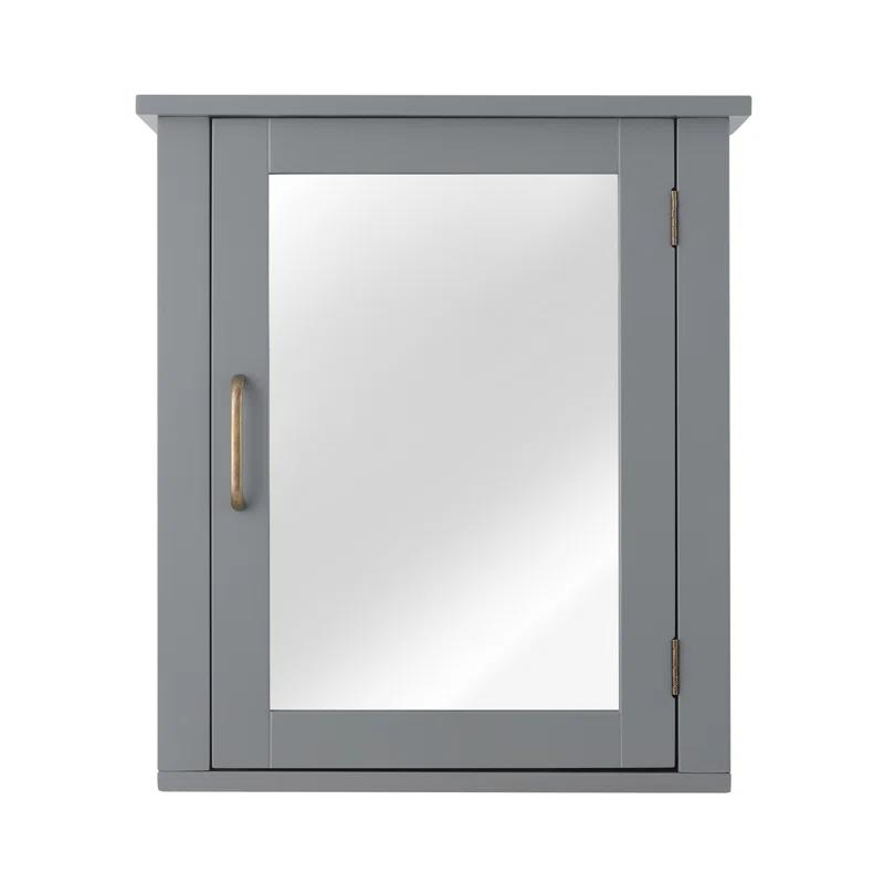 Greyleigh™ Church Strett Removable Wall Medicine Cabinet with Mirrored Door and Adjustable Shelf, Gray Modern Storage for Bathrooms