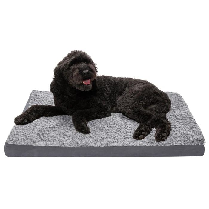 FurHaven Two-Tone Faux Fur and Suede Deluxe Orthopedic Dog Bed