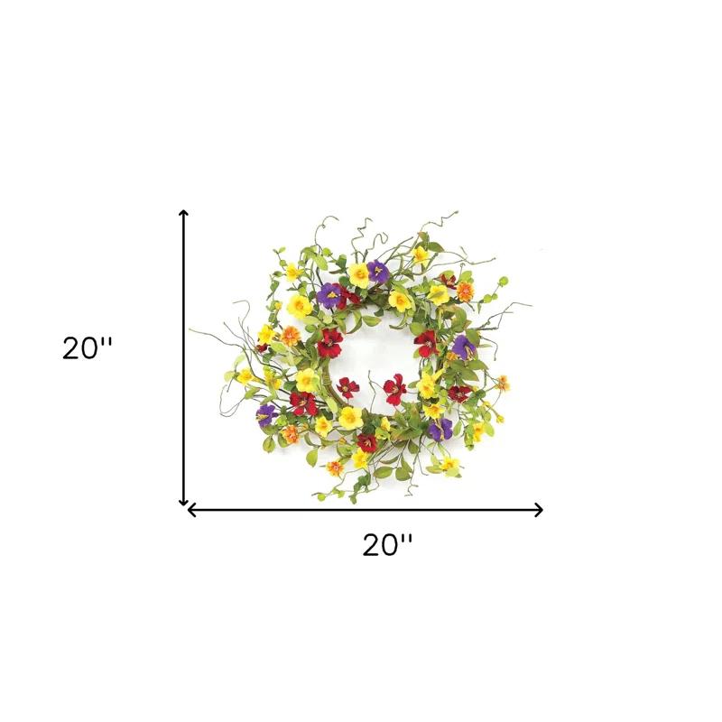 HomeRoots 20" Yellow Summer Mixed Assortment Artificial Wreath