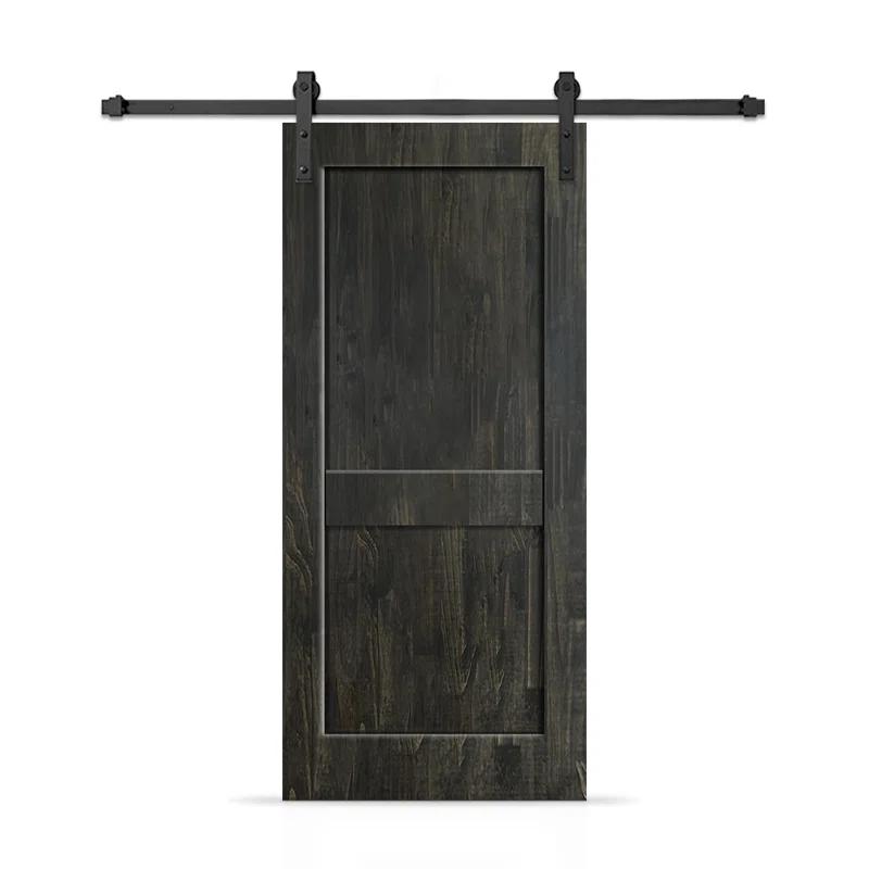 Calhome 2 Panel Shaker Stained Pine Wood Interior Sliding Barn Door with Hardware Kit | Wayfair