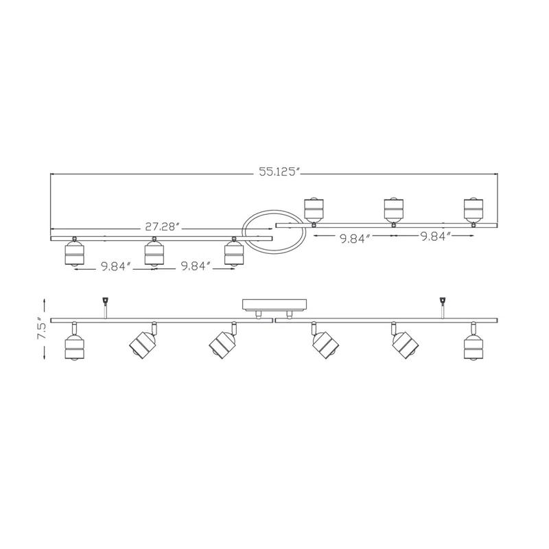 AFX Core 30.25'' 6 -Light Rail Track Kit with Dimmable