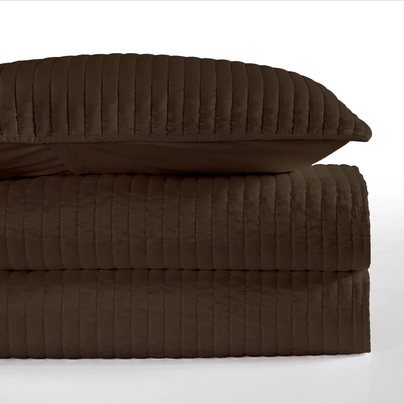 Indigo Hill by HiEnd Accents Satin Channel Silky Satin Design Solid Color Classic Modern Quilt Set