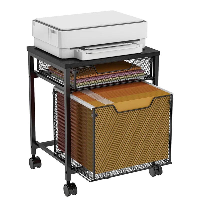 Rolling File Cabinet Cart,Printer Stand with 2 Drawers,Mobile Filing Cabinet on Lockable Wheels