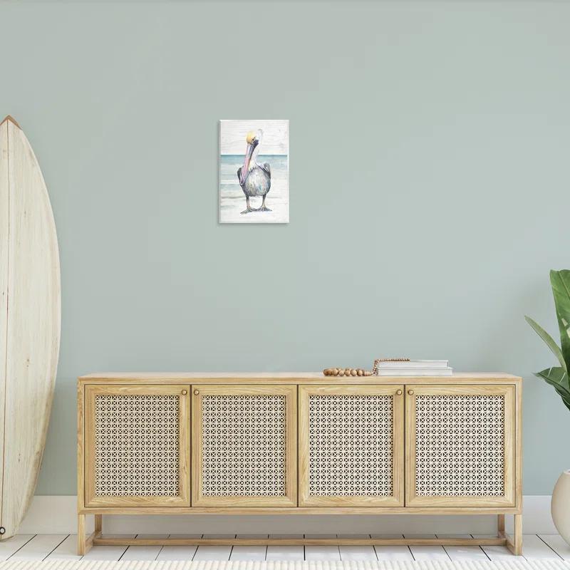 Stupell Industries " Pelican Bird Standing Beach Sand Grain Pattern " by Patricia Pinto