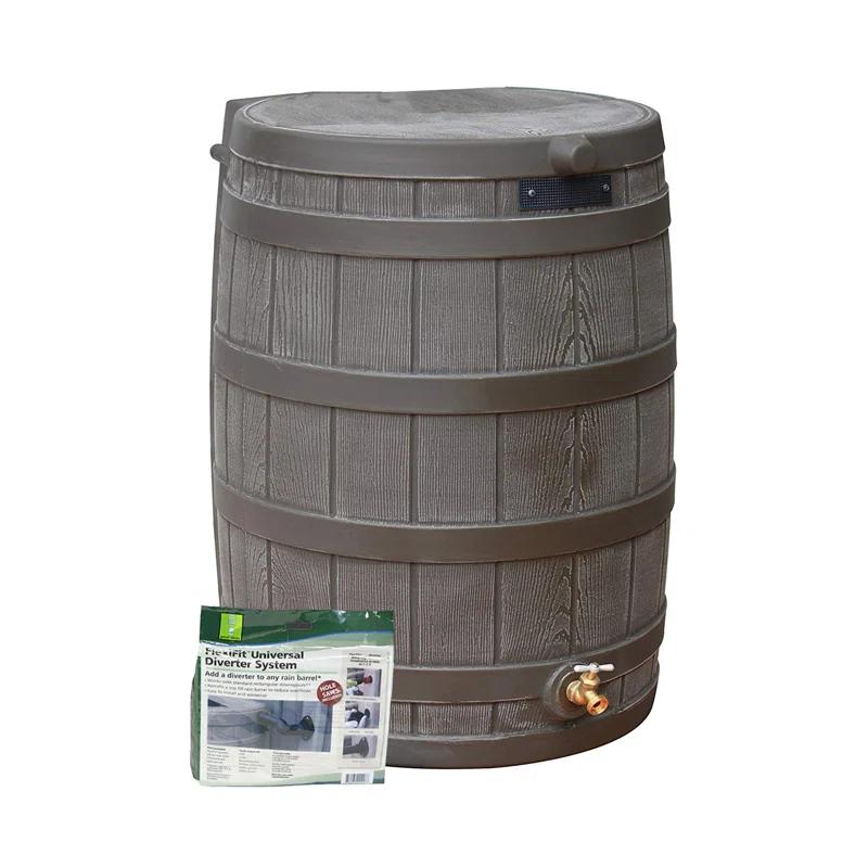 Good Ideas Rain Wizard Whiskey Style Rain Barrel with Overflow and Spigot