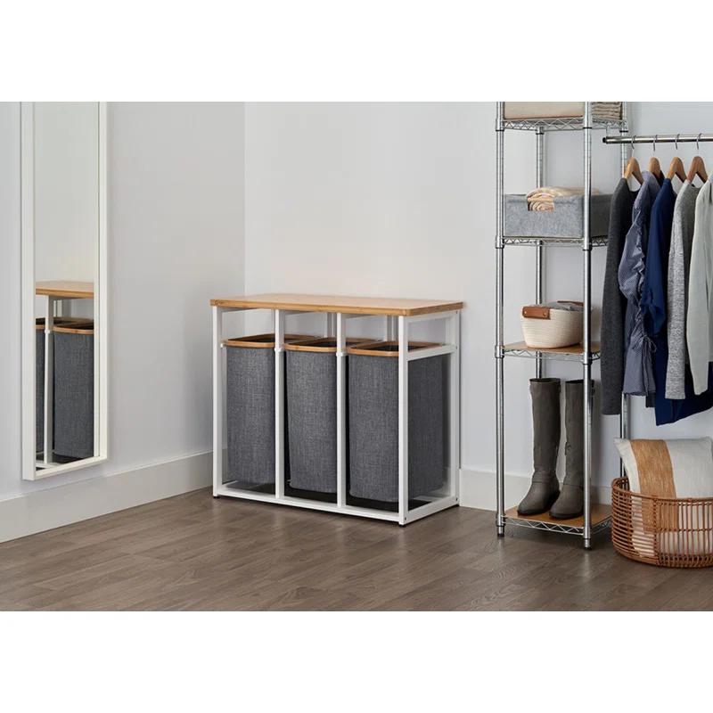 Trinity TRINITY 36 in. H x 30.7 in. H in. x 17.3 in. H Wood (Bamboo) 3-Bag Laundry Sorter