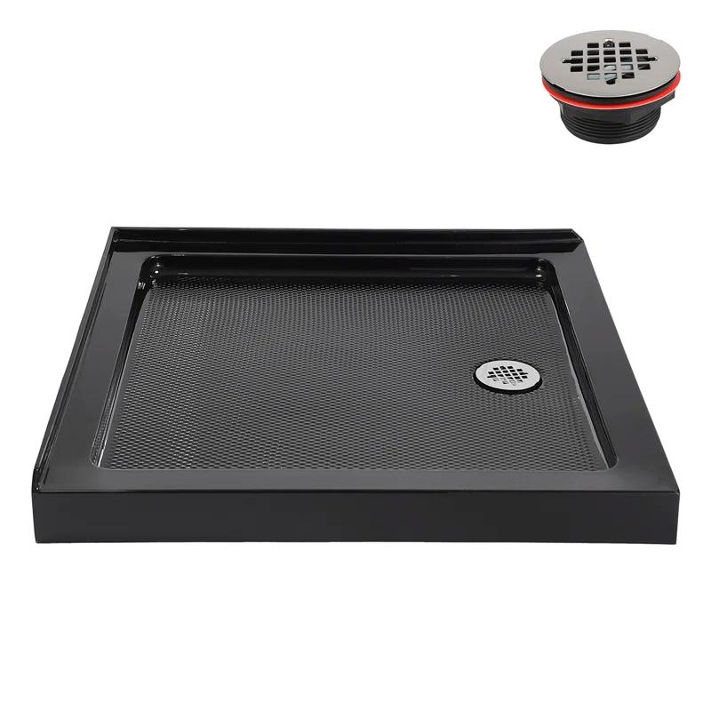 Streamline Bath NT-2151-36BL-RH Streamline NT-2151-36BL-RH 36 in. x 36 in. Corner Acrylic Shower Base in Glossy Black with Right Hand Drain, Drain Included