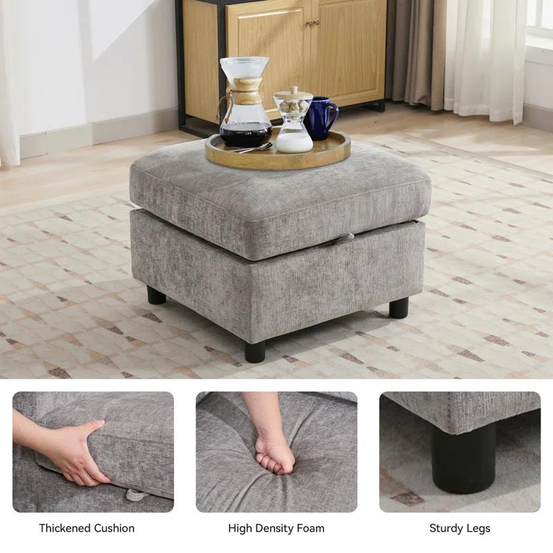 Ebern Designs 107”Modular Sectional Sofa Convertible U Shaped Sofa Couch Set With Storage For Living Room, Modern 6 Seater Modular Sectional Couch With Movable Ottoman, Chenille