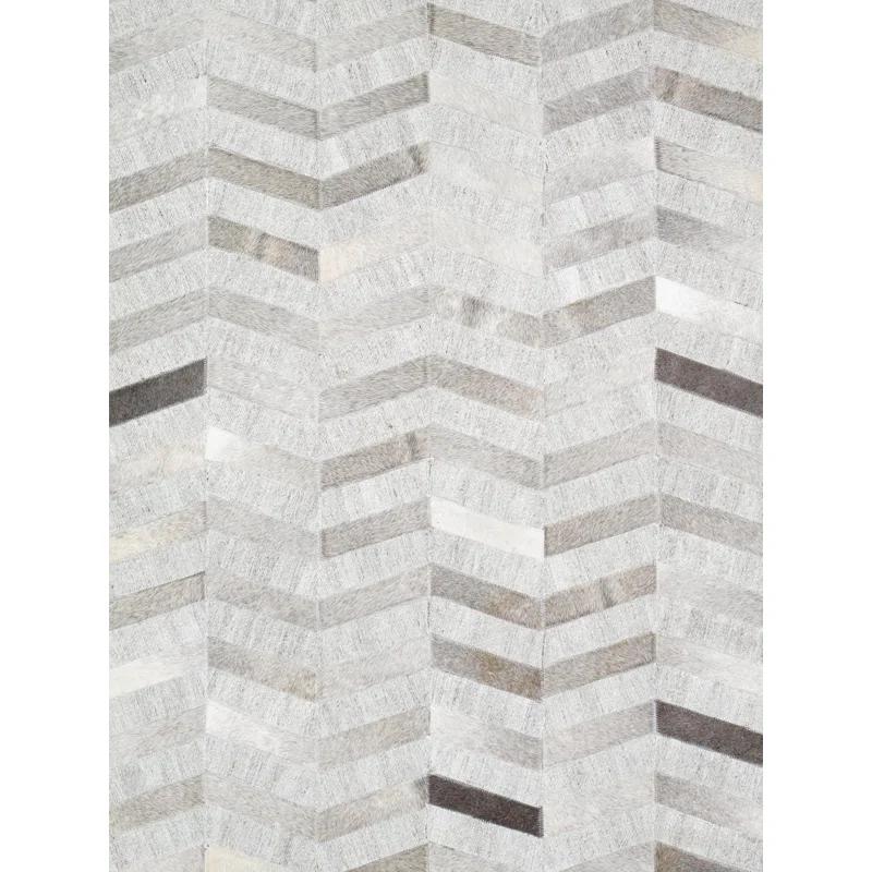 Pasargad Chevron Handmade Cowhide Silk Silver/Gray Area Rug