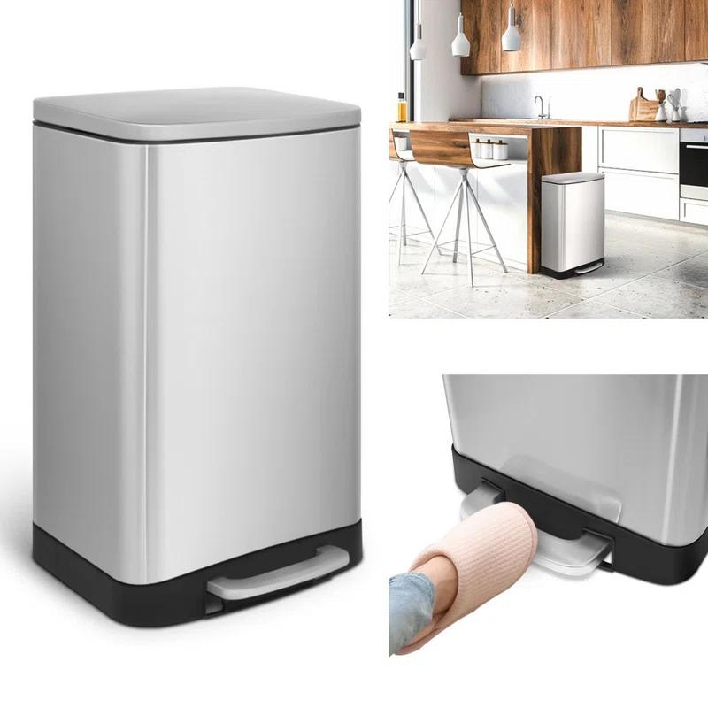 Steel Step On Trash Can - 10.6 Gallons