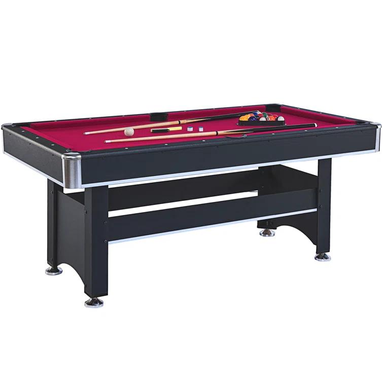 ALPHANEO 6-Ft Pool Table With Table Tennis Top - Black With Red Felt