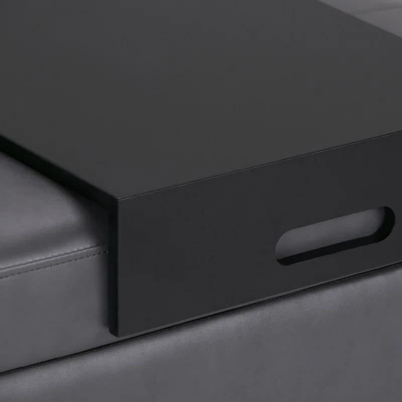 Simpli Home Oregon 42"W Upholstered Storage Ottoman Bench with Lift-Top Lid and Tray