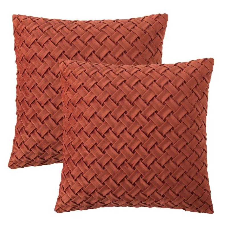 Chanasya Chanasya Lattice Textured Velvet Decorative Throw Pillow Cover (Set of 2)