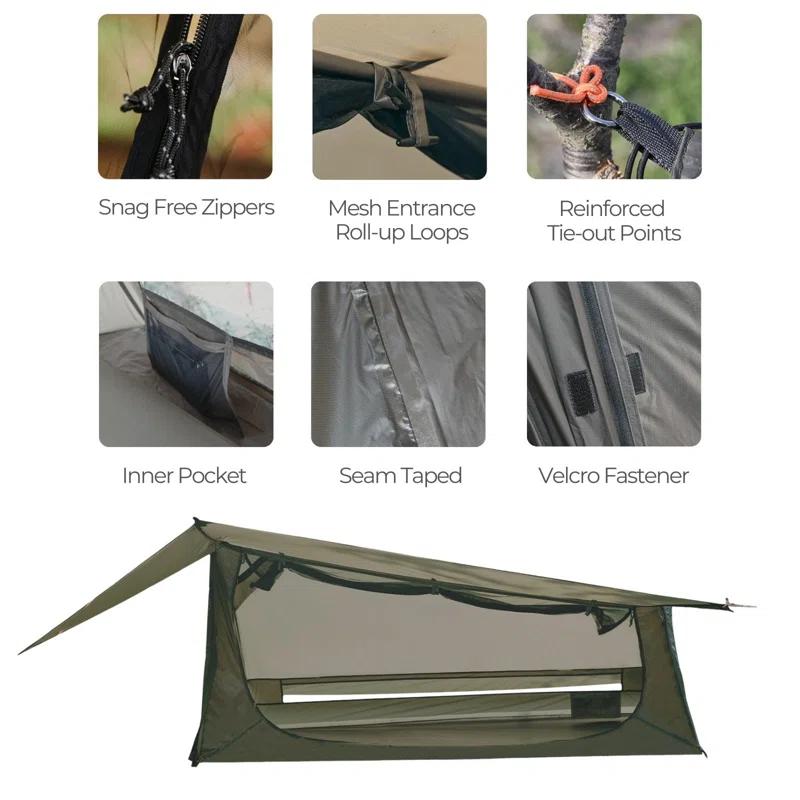LIFETIME FLOORING LLC Backpacking Tent For Single Person, 3 Season Ultralight Tent Waterproof Silnylom Bushcraft Tent Shelter Lightweight 1 Person Tent For Camping Backpacking Hiking, NO Trekking Pole