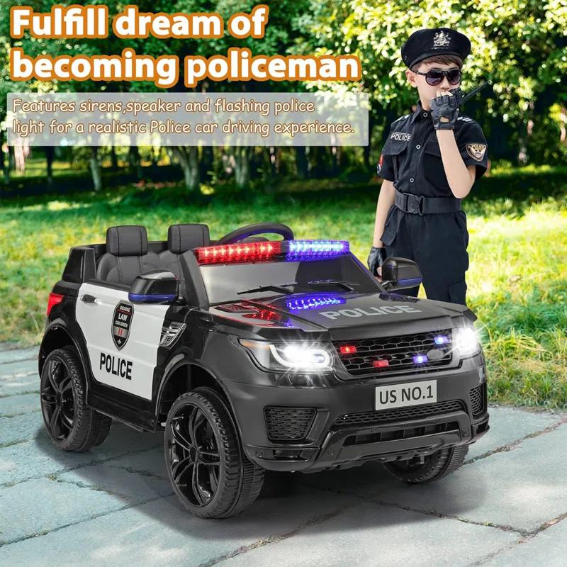 Allied Plush Inc 12V Kids Ride on Car, Electric Police Cars with Remote Control
