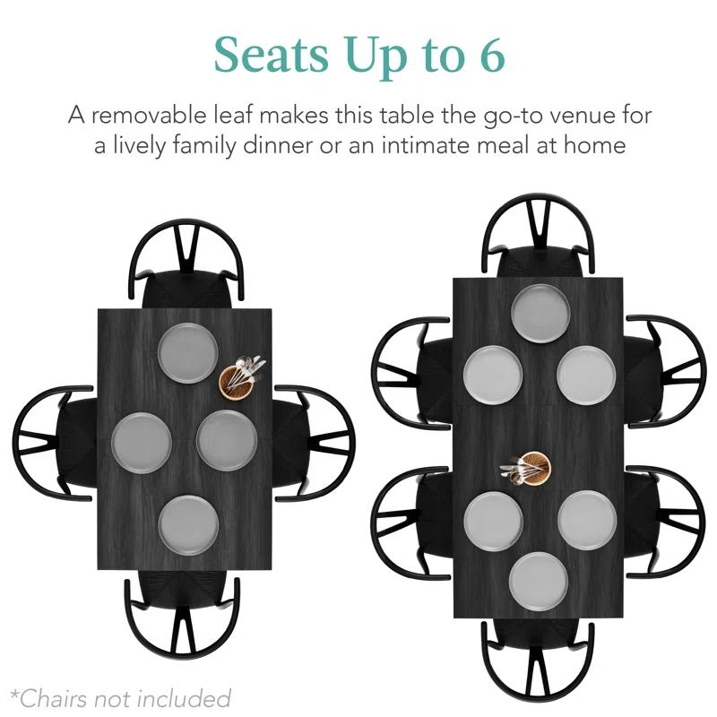 George Oliver Joglar 47 to 63in Modern Extendable Dining Table for 2-6 People w/ Leaf Extension, 2 Locks