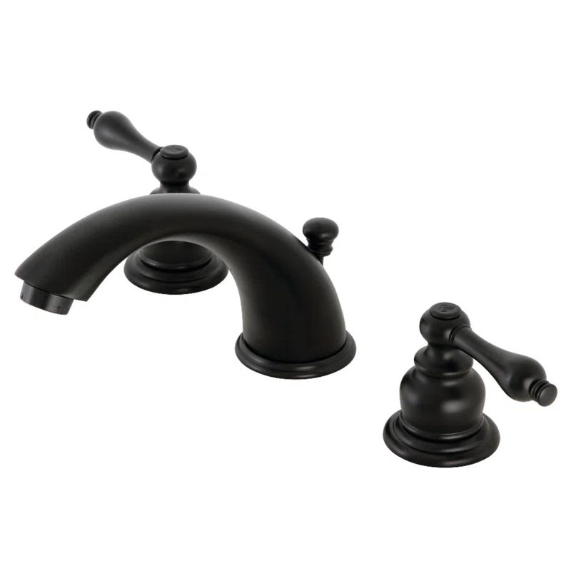 Kingston Brass Victorian Two-Handle 3-Hole Deck Mount Widespread Bathroom Faucet with Retail Pop-Up Drain