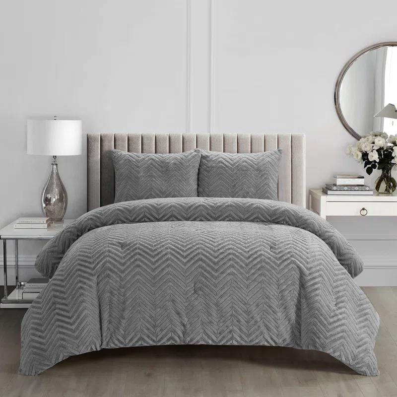 Nanshing America, Inc Harvard Gray Microfiber 3 Piece Comforter Set